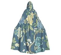 SDEGTHO Fiori blu e gialli che stampano Halloween adulto mantello incappucciato 57,8 pollici cappello oversize per il vampiro