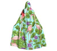 SDEGTHO Flamingo Love Flowers Stampa Adulto Halloween Mantello Con Cappuccio 57.8 Pollici Cappello Oversize Per Vampiro