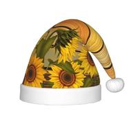 SDEGTHO Girasole su legno bambini cappello di Babbo Natale rosso comodo Natale per bambini vacanza Natale