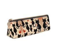 SDEGTHO Happy Walking Kitty Fashion - Astuccio triangolare in pelle con cerniera e astuccio per matite con grande capacità di archiviazione, Bianco, One Size, Art Deco