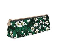 SDEGTHO Hunter - Astuccio triangolare in pelle con cerniera, motivo floreale con petali di fiori, grande capienza, Bianco, One Size, Art Deco