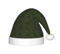 SDEGTHO Hunter Green Floral Petals Pattern Kids Santa Hat Red Santa Comodo Natale per bambini Vacanze Natale