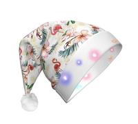 SDEGTHO Il cappello di Babbo Natale dei fiori del fenicottero accende il Natale con le luci LED lampeggianti per gli adulti