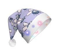 SDEGTHO Il cappello di Babbo Natale del fumetto degli occhi delle ali dell'insetto accende il Natale con le luci LED lampeggianti