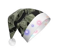 SDEGTHO Il cappello di Babbo Natale del segno del dollaro accende il Natale con le luci principali che lampeggiano per gli adulti