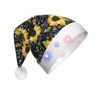 SDEGTHO Il cappello di Babbo Natale delle api del girasole accende il Natale con le luci principali che lampeggiano per gli adulti