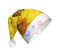 SDEGTHO Il cappello di Babbo Natale delle farfalle dei fiori gialli accende il Natale con le luci principali che lampeggiano per gli adulti