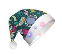 SDEGTHO Il cappello di Babbo Natale di tema della scienza del fumetto accende il Natale con le luci principali che lampeggiano per