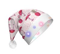 SDEGTHO Il cappello rosa di Babbo Natale dell'ananas del fenicottero accende il Natale con le luci principali lampeggianti per gli adulti