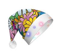 SDEGTHO Il cappello sveglio di Babbo Natale dei fiori del fumetto accende il Natale con le luci principali che lampeggiano per