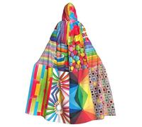 SDEGTHO Il mantello incappucciato adulto di Halloween di stampa variopinto del collage 57,8 pollici del cappello di grandi dimensioni per il