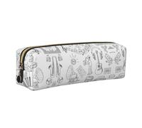 SDEGTHO Instruments - Astuccio in pelle con stampa di uccelli e note per studenti, semplice astuccio per penne per ragazzi e ragazze, piccolo astuccio con cerniera per materiale scolastico, pennarelli