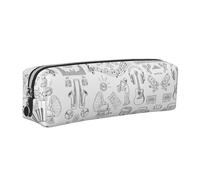 SDEGTHO Instruments - Astuccio in pelle con stampa di uccelli e note per studenti, semplice astuccio per penne per ragazzi e ragazze, piccolo astuccio con cerniera per materiale scolastico, pennarelli