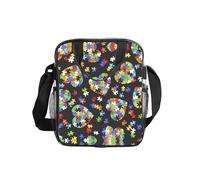 SDEGTHO La borsa trasparente del pranzo stampata del cuore dei pezzi di puzzle di consapevolezza dell'autismo, chiara borsa a tracolla del PVC con la chiusura lampo e le tasche della maglia per il