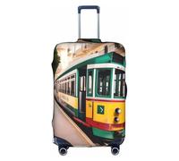 SDEGTHO Lisbona Tram Pattern Stampa Elastico Valigie Copertura Antipolvere Resistente ai Graffi Adatto Maniglia Centrale Bagagli per Viaggi, bianco, M