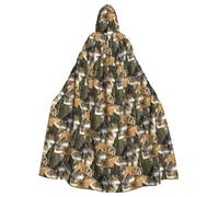 SDEGTHO Lupi colorati differenti che stampano il mantello incappucciato adulto di Halloween 57,8 pollici del cappello oversize per il vampiro