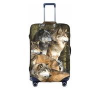 SDEGTHO Lupi colorati diversi che stampano la copertura elastica della valigia della prova della polvere resistente ai graffi adatta ai bagagli della maniglia centrale per i viaggi, bianco, S