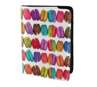 SDEGTHO Macaron Biscuit Aromatizzato Pasticcini Stampa Passaporto Titolare Della Copertura Del Raccoglitore Della Pelle Bovina Porta Carte di Viaggio Must Have Accessori per Donne, Nero , Taglia unica