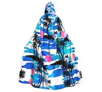 SDEGTHO Mantello con cappuccio adulto di Halloween di stampa della palma 57,8 pollici cappello oversize per il vampiro