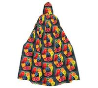SDEGTHO Mantello con cappuccio adulto di Halloween di stampa dell'arcobaleno della frutta 57,8 pollici cappello oversize per il vampiro