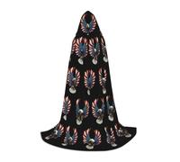 SDEGTHO Mantello con cappuccio con bandiera dell'aquila americana, per adolescenti, cosplay, rinascimentale, fiera, gotico, fantasia, medievale, vestaglia