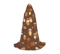 SDEGTHO Mantello con cappuccio lungo con cappuccio per Halloween, con gufo, marrone, per carnevale, carnevale, travestimento