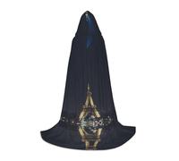 SDEGTHO Mantello con cappuccio per adolescenti Torre Eiffel a Parigi di notte per cosplay rinascimentale fiera gotica fantasy medievale abito