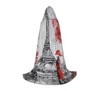 SDEGTHO Mantello con cappuccio per adolescenti Torre Eiffel Parigi dipinto mantello per cosplay rinascimentale fiera gotica fantasy medievale abito