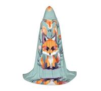 SDEGTHO Mantello lungo con cappuccio per Halloween con motivo floreale di volpe, per carnevale e feste in maschera