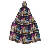 SDEGTHO Mantello lungo per adulti, per travestimento medievale e medievale, da mago, da notte, torre di Londra, ponte della torre di Londra