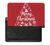 SDEGTHO Merry Christmas Tree Star Snowflake Gift Bell Stocking Candy Cane Hat Travel Documenti Custodia Porta Passaporto per Viaggi Internazionali e Vacanze