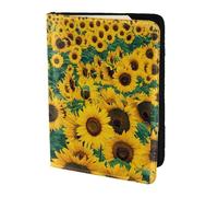 SDEGTHO Molti bellissimi girasoli stampa passaporto titolare copertura portafoglio pelle bovina custodia per carte di viaggio accessori indispensabili per donne uomini, Nero , Taglia unica