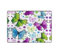 SDEGTHO Moquette variopinta di stampa della farfalla della primavera 80x58 in, tappeto antiscivolo della flanella per il salotto dell'ufficio, morbido assorbente, stuoia del salone