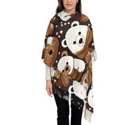 SDEGTHO Orso Bianco Orso Marrone Stampa Cashmere Verticale Come Lungo Staple Frange Moda Autunno Inverno Sciarpa Scialle Caldo