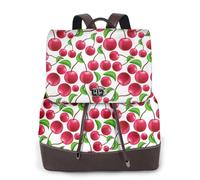 SDEGTHO Piccola borsa di cuoio delle ciliegie rosse per il mini zaino durevole delle donne con la chiusura lampo del metallo