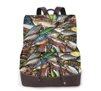 SDEGTHO Piccola borsa di cuoio dell'esca di pesca per il mini zaino durevole delle donne con la chiusura lampo del metallo