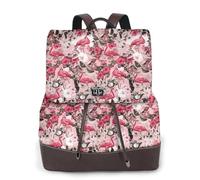 SDEGTHO Piccola borsa di cuoio stampata floreale del fenicottero per il mini zaino durevole delle donne con la chiusura lampo del metallo