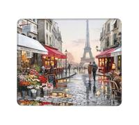 SDEGTHO Pittura a olio Parigi Scena di strada Torre Eiffel Superficie liscia Blocco Bordo Mouse Pad Base in gomma Durevole Tappetino da scrivania per un controllo preciso del cursore