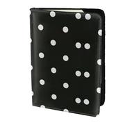 SDEGTHO Porta passaporto con stampa a pois bianchi e neri per viaggi indispensabili, custodia per passaporto per accessori da viaggio per donne e uomini, Nero , Taglia unica