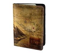 SDEGTHO Porta passaporto con stampa a tema nautico pirata nautico per viaggi, accessorio da viaggio per donne e uomini, Nero , Taglia unica