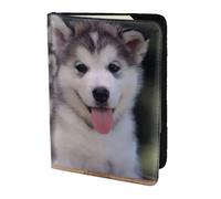 SDEGTHO Porta passaporto con stampa di cane Husky, accessorio da viaggio per donne e uomini, Nero , Taglia unica
