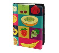 SDEGTHO Porta passaporto con stampa di frutta in stile artistico per viaggi indispensabile, custodia per passaporto per accessori da viaggio per donne e uomini, Nero , Taglia unica
