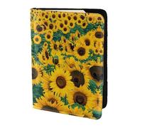 SDEGTHO Porta passaporto con stampa di girasoli per viaggi indispensabili, custodia per passaporto per accessori da viaggio per donne e uomini, Nero , Taglia unica