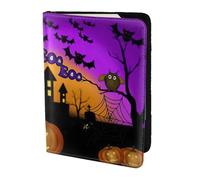 SDEGTHO Porta passaporto con stampa di gufo fantasma zucca di Halloween per viaggio indispensabile, custodia per passaporto per accessori da viaggio per donne e uomini, Nero , Taglia unica