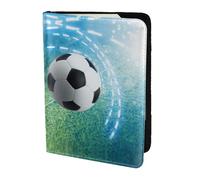 SDEGTHO Porta passaporto con stampa di palloni da calcio per viaggi indispensabili, custodia per passaporto per accessori da viaggio per donne e uomini, Nero , Taglia unica