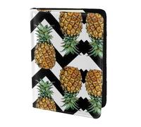 SDEGTHO Porta passaporto estivo con stampa ananas per viaggi indispensabili, custodia per passaporto per accessori da viaggio per donne e uomini, Nero , Taglia unica