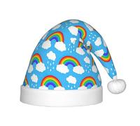 SDEGTHO Rainbow Nuvole Goccia di Pioggia Bambino Babbo Natale Cappello di Natale Per Capodanno Festa Copricapo Extra Addensare Pelliccia Classica