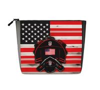 SDEGTHO Red Line Firefighter Usa Flag Versatile Travel Bag Makeup Bag Large Capacity Cosmetic Pouch Zipper Bag Toiletry Bag, Nero, One Size