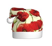 SDEGTHO Red Poppy Flower Stampa 1 Pz Natale Lavorato a Maglia Santa Cappelli Elfo Cappello Crochet Natale Beanie Festa di Natale Caps Per Adulti Donne Uomini