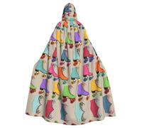 SDEGTHO Retro Pattini A Rullo Colorati Stampa Adulto Halloween Con Cappuccio Mantello 57.8 Pollici Oversize Cappello Per Vampiro